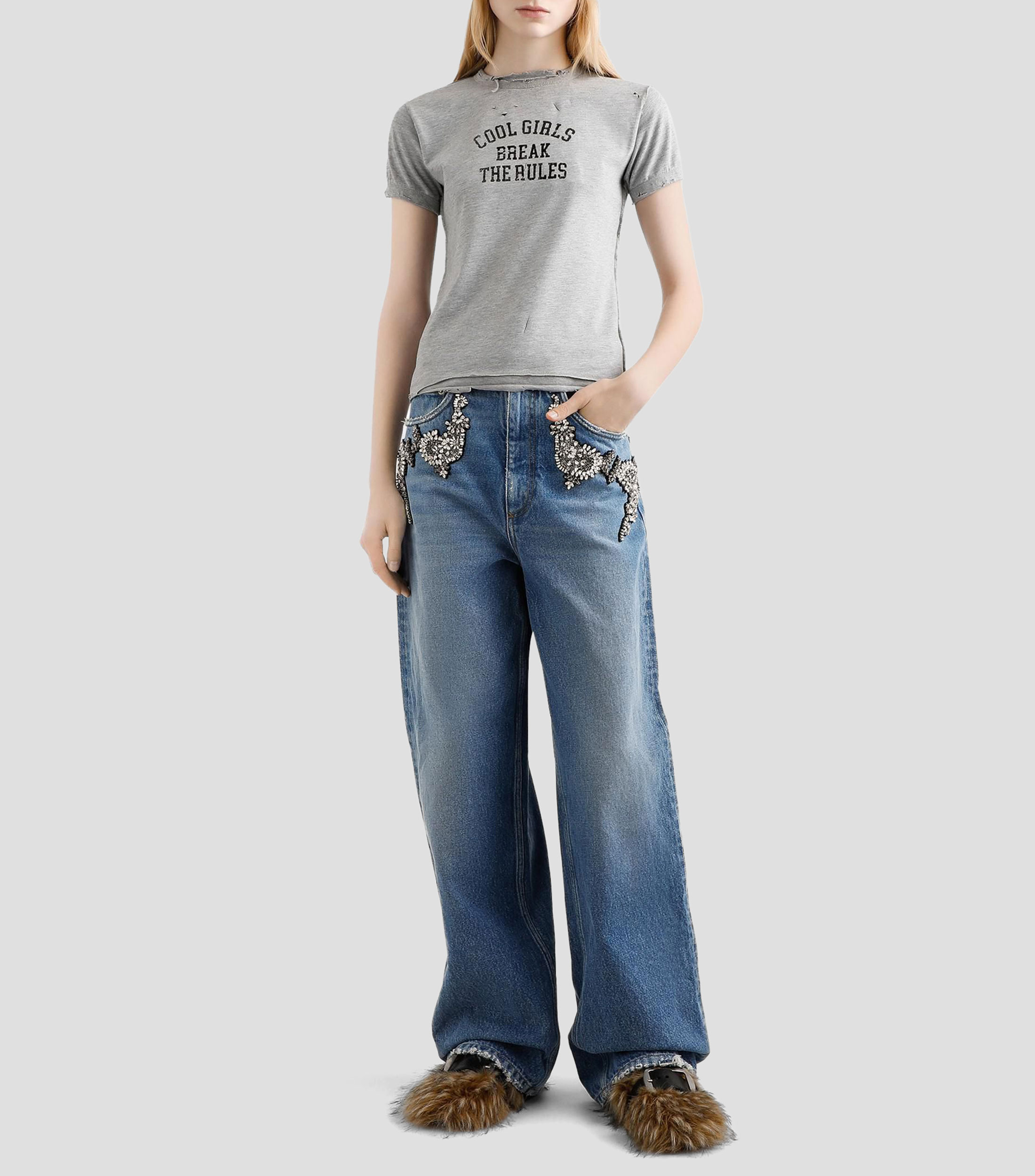 Playera cuello redondo manga corta lisa Mujer